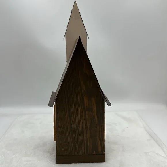 Church Wooden & Metal BirdHouse Decoration - Picture 5 of 8